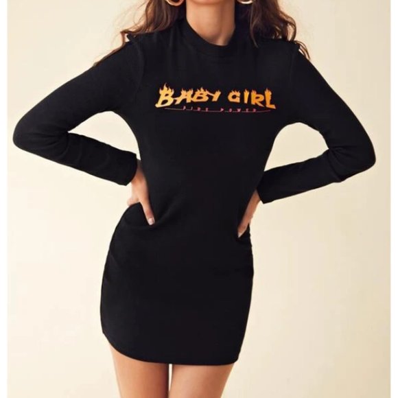 SHEIN Dresses & Skirts - SHEIN  Black Long Sleeves Sweater Dress Sizes S